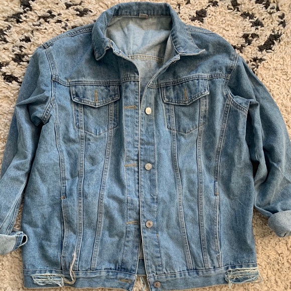 Oversized Distressed Denim Jacket - Picture 4 of 5